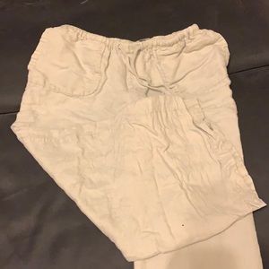 Chico’s cropped wide leg linen pants